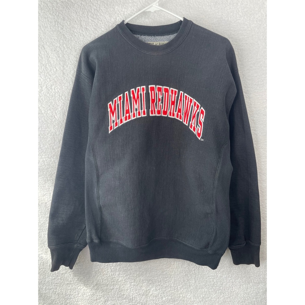 Steve and Barry's Miami Redhawks Sweatshirt Mens Medium Black Crewneck Thick
